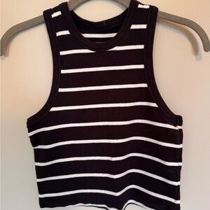 Anthropologie Navy and White Striped Tank Top